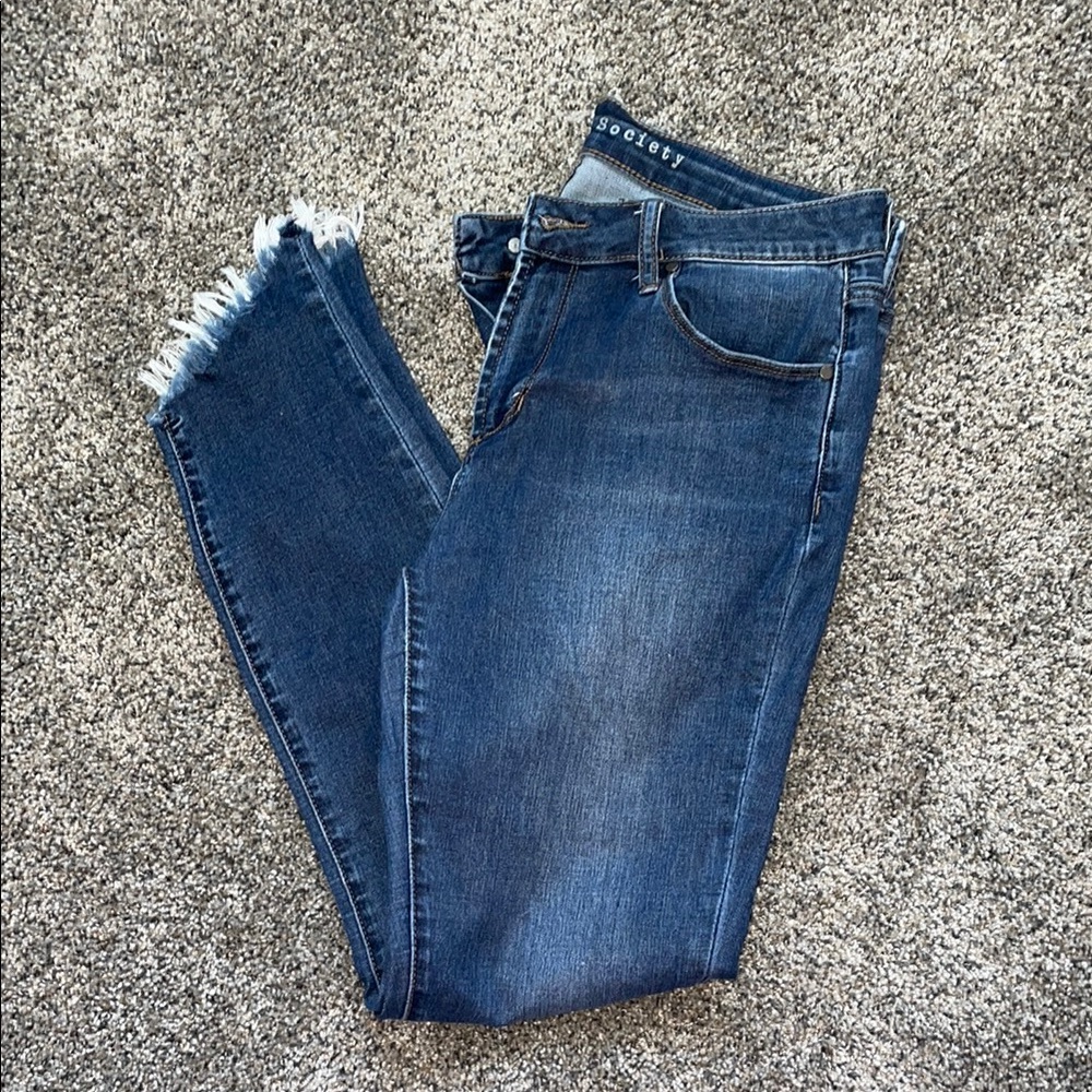 Articles of Society Women's Blue Frayed Hem Jeans